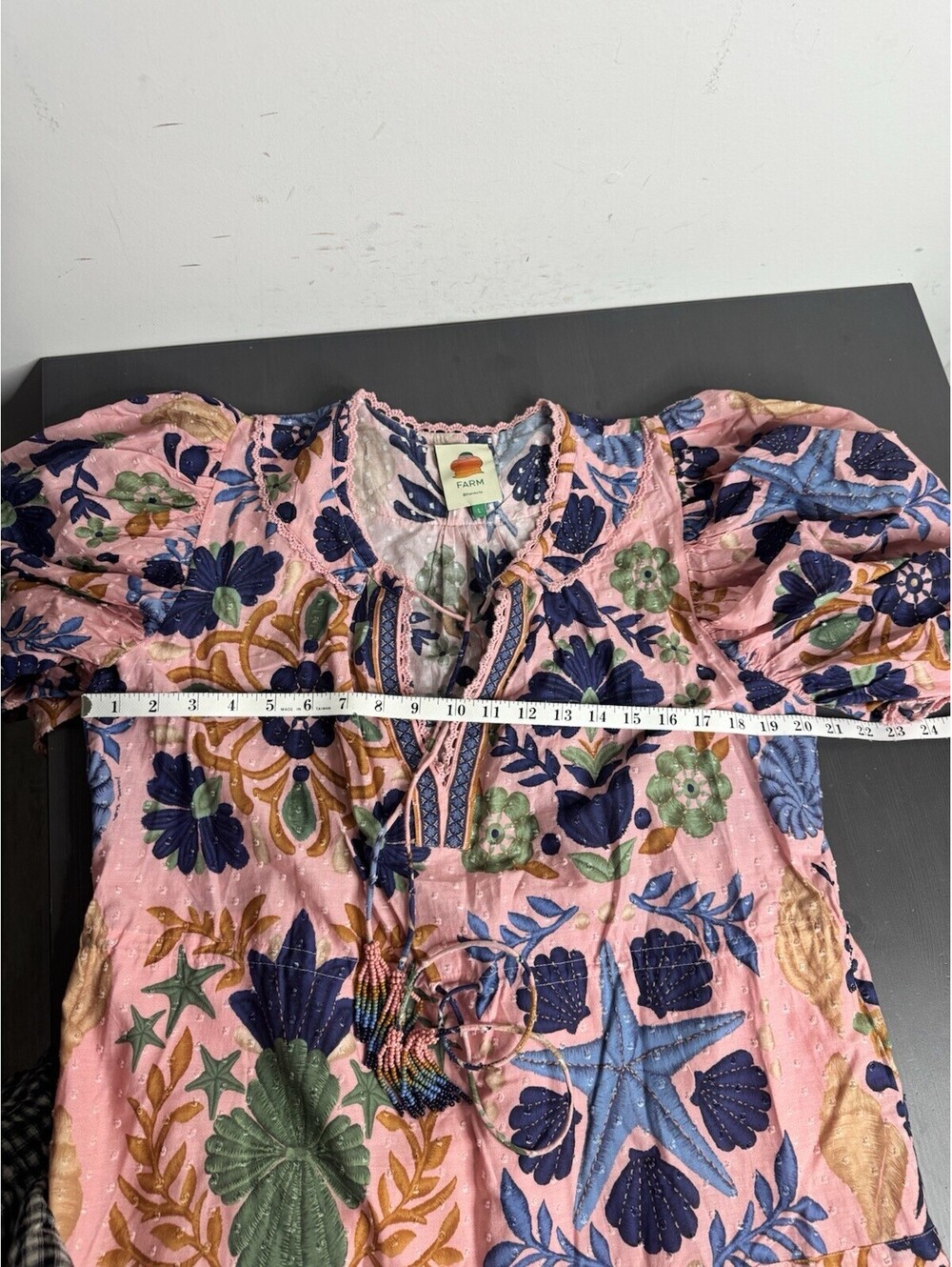 Farm Rio Seashell Tapestry Pink Short Sleeve Mini Dress - Picture 8 of 9